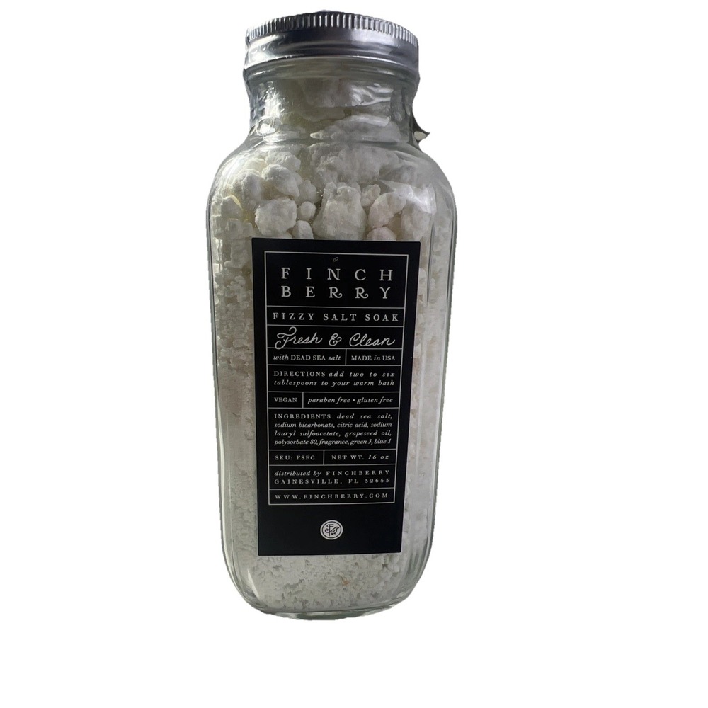 Finch Berry Fizzy Salk Soak Fresh & Clean With Dead‎ Sea Salt Made In USA Vegan